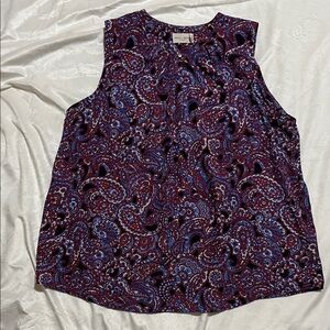Holly & Whyte Paisley Sleeveless Blouse - Red and Blue